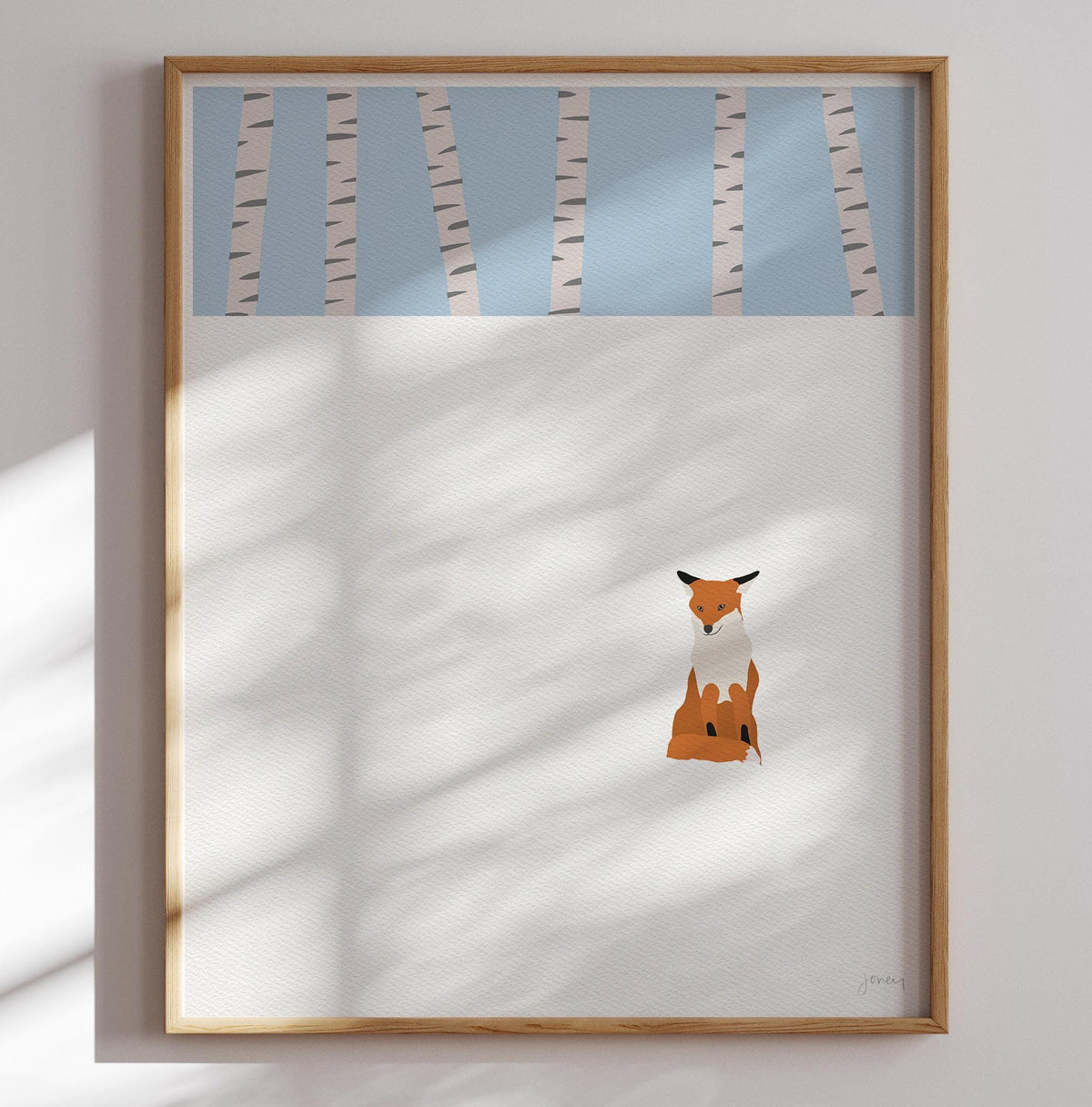 Red Fox Sitting in the Snow Signed Art Print - 230312