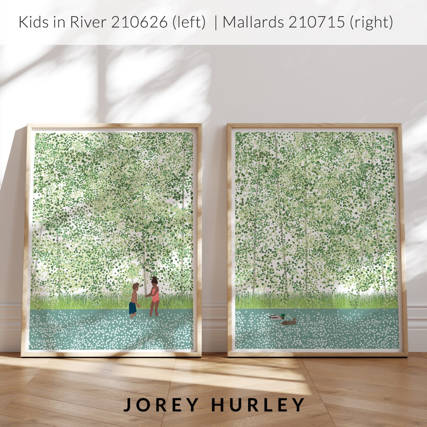 Children Playing in the River Art Print - Unframed or Framed - 210626