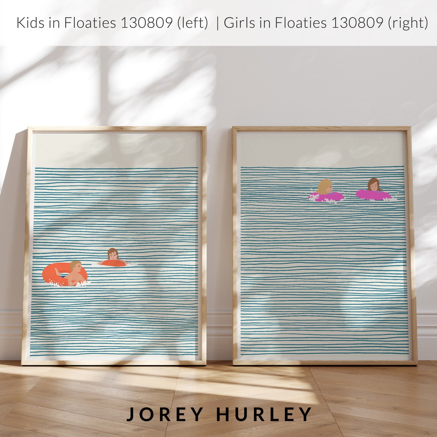 Kids in Orange Floaties Art Print - Unframed or Framed - 130809