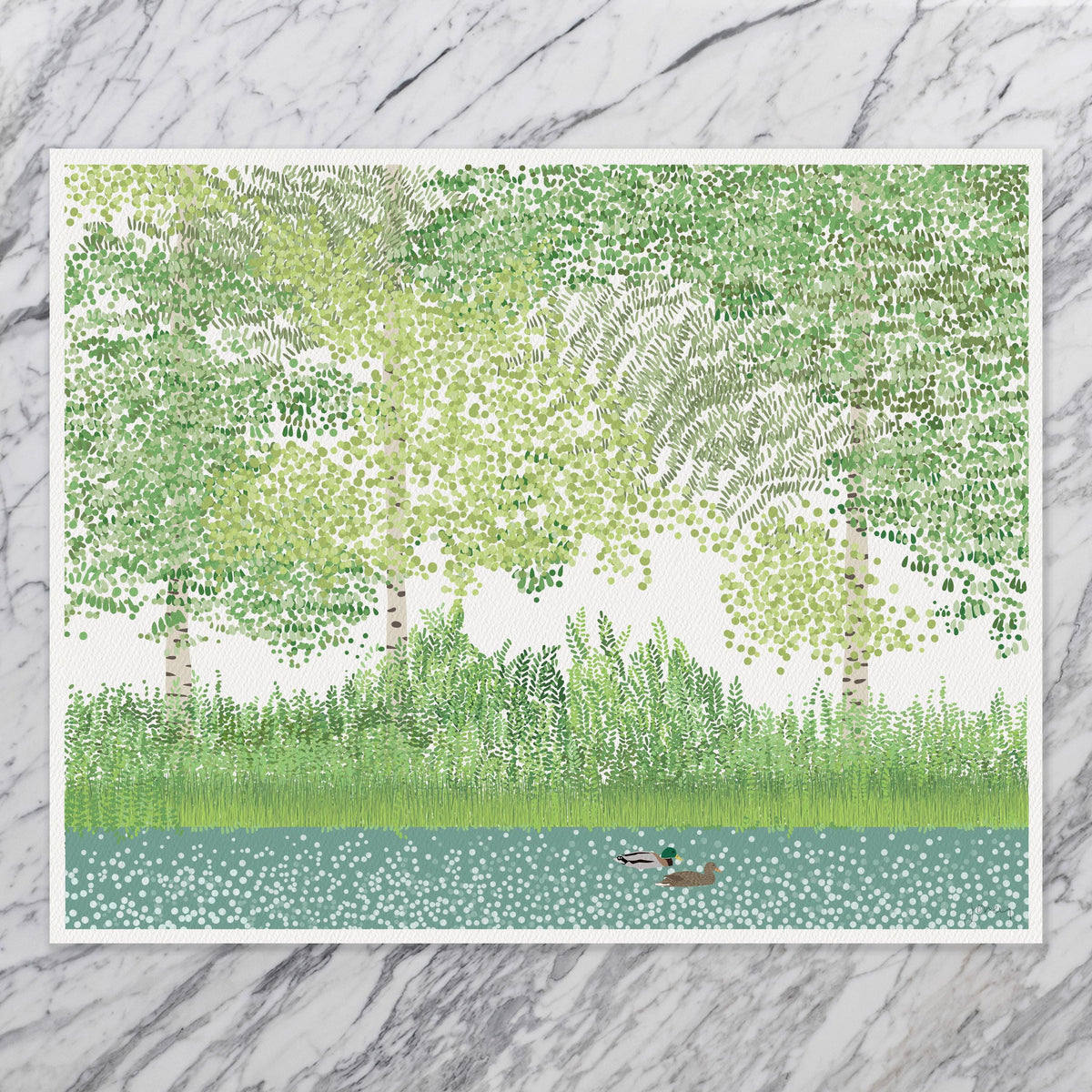 Ducks in River Signed Art Print - 241015
