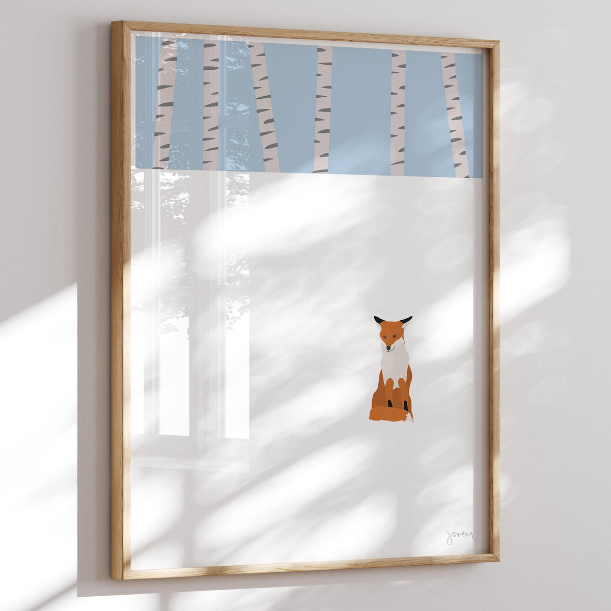 Red Fox Sitting in the Snow Signed Art Print - 230312