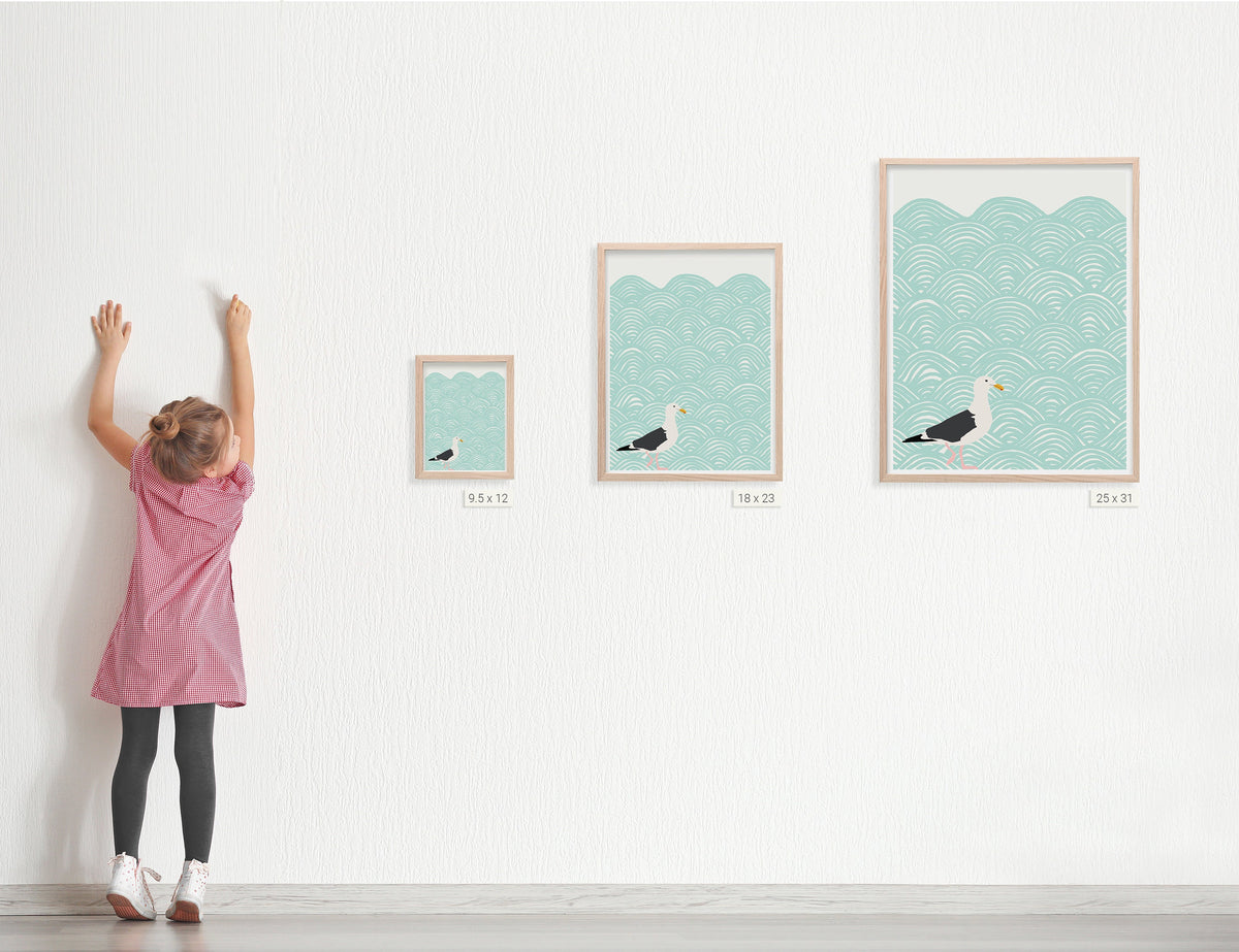 Seagull on Abstract Pattern Signed Art Print - 120723