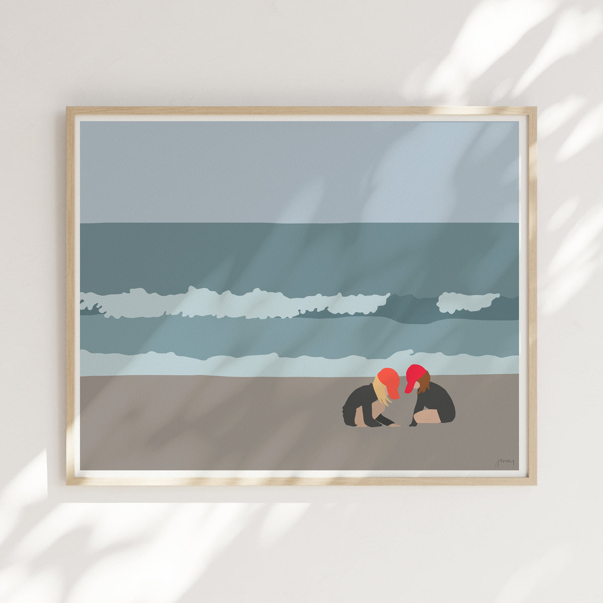 Sisters Play in the Sand Signed Art Print - 160502