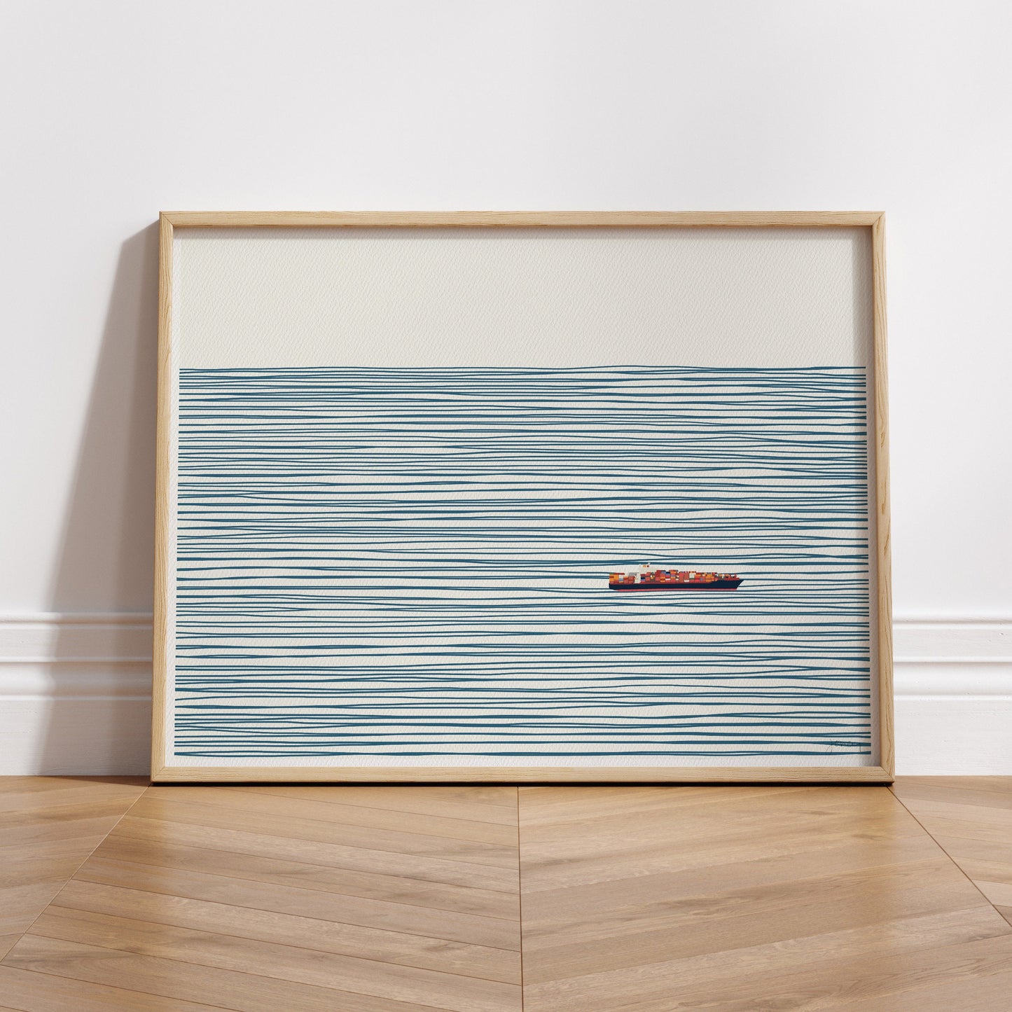 Container Ship on Ocean Art Print - Unframed or Framed - 140127-L