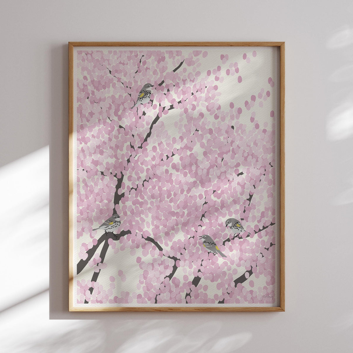 Spring Warblers in Cherry Tree Signed Art Print - 230422