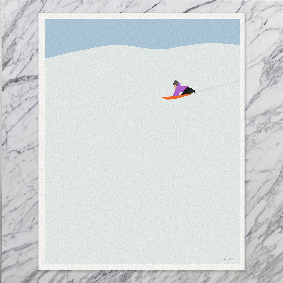 Smooth Sledding Signed Art Print - 160223