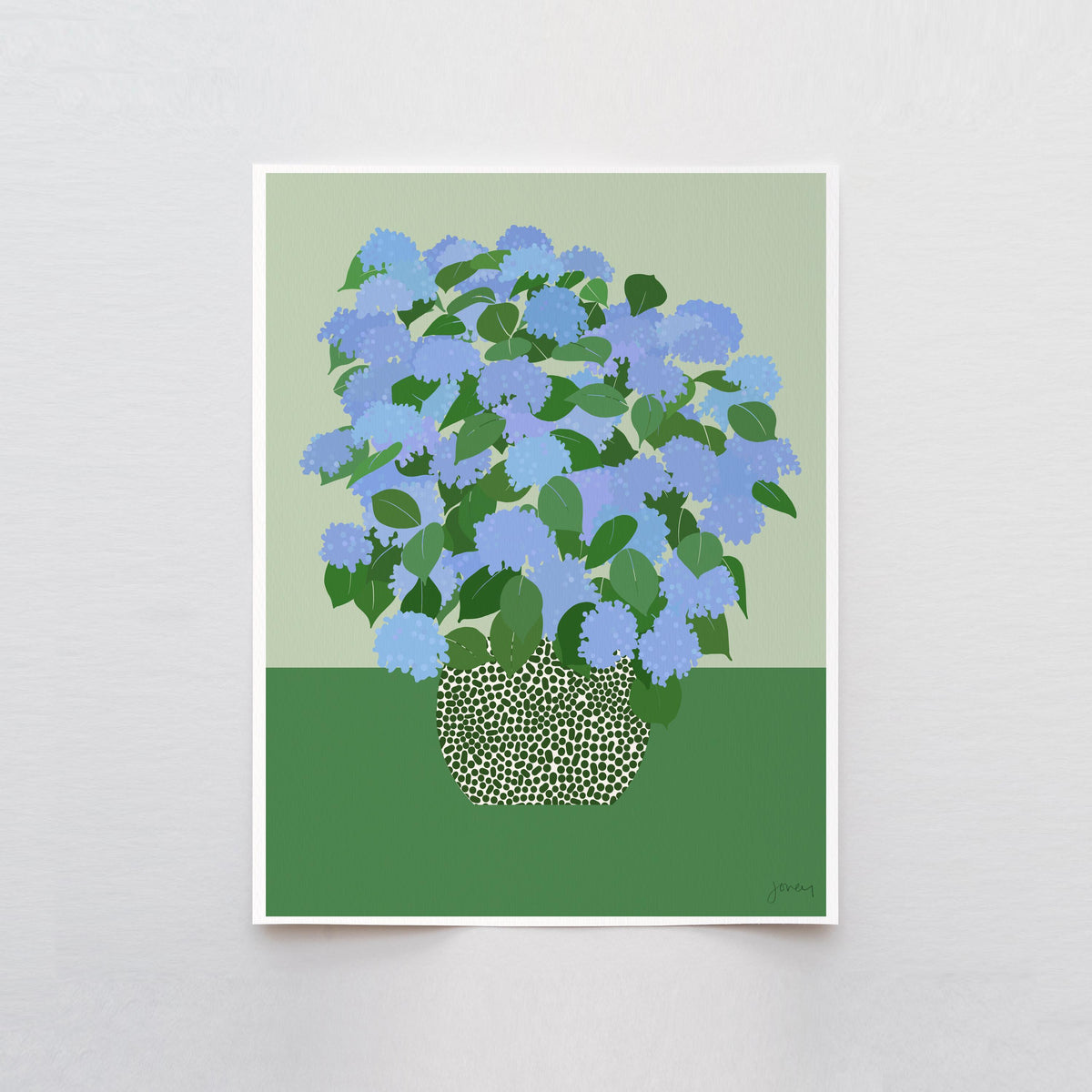 Blue Hydrangea Still Life Signed Art Print - 240628