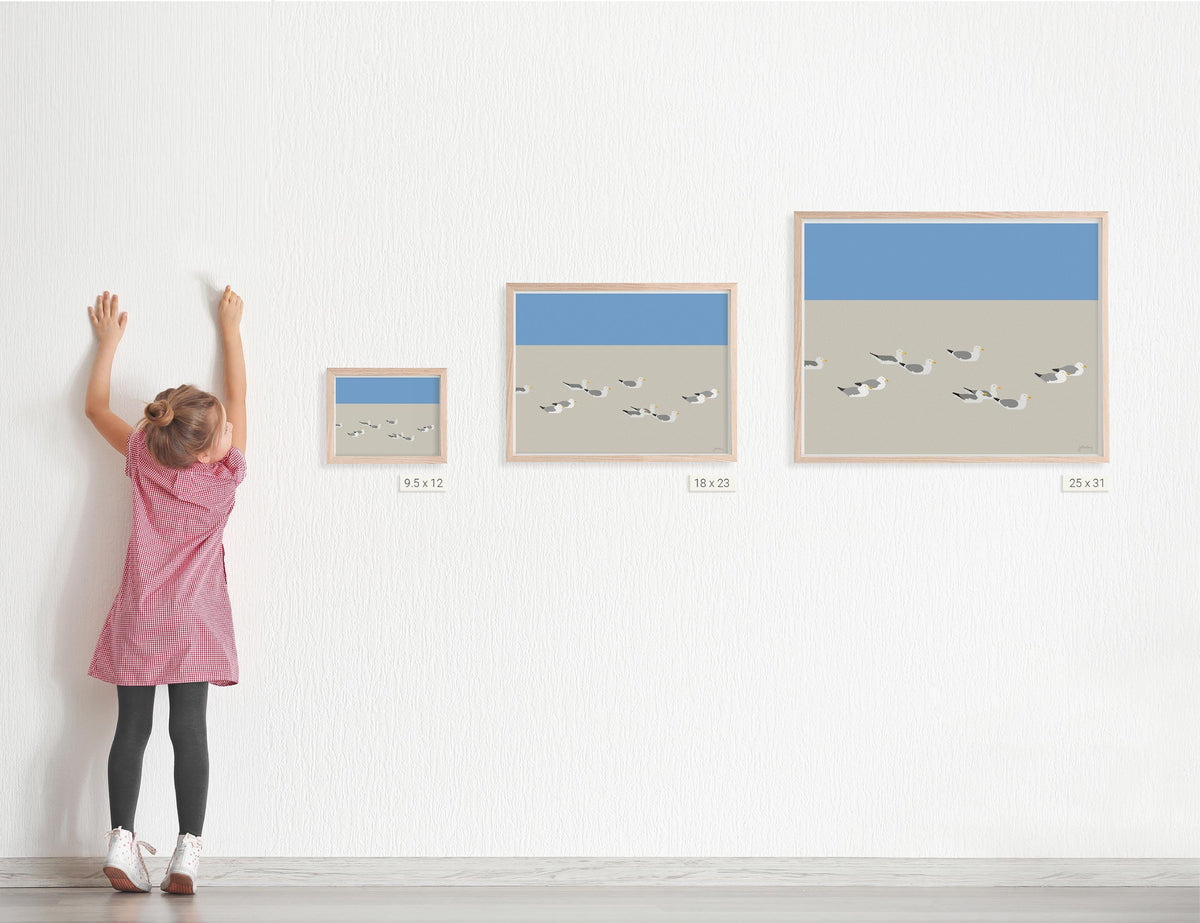 Seagull Signed Art Print – Coastal Wall Art With Solid Maple Frame | Archival Paper