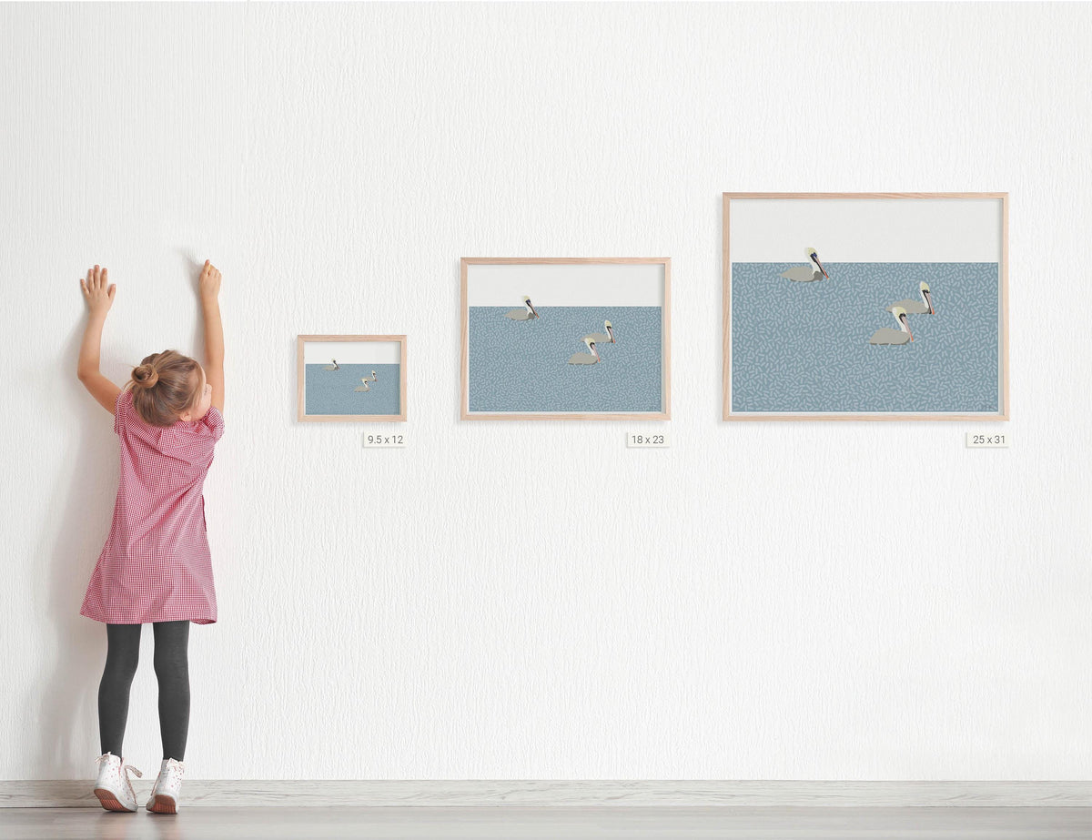 Floating Pelicans Signed Art Print - 250109