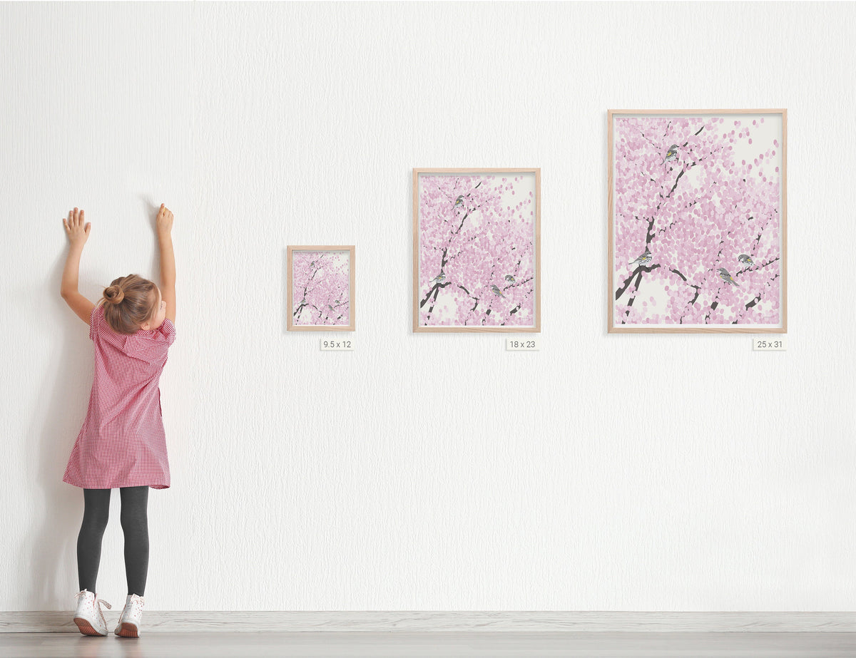 Spring Warblers in Cherry Tree Signed Art Print - 230422