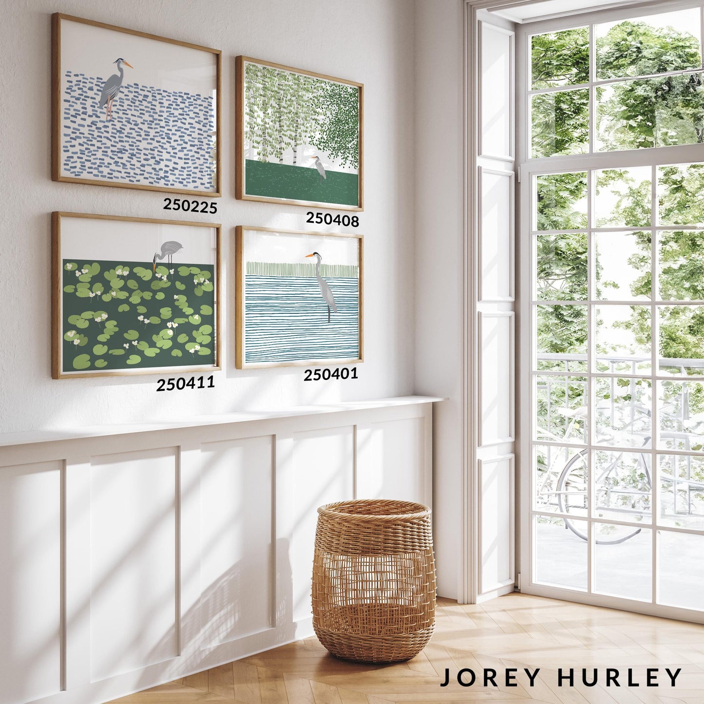 Heron in Lily Pads Art Print - Unframed or Framed - 250413