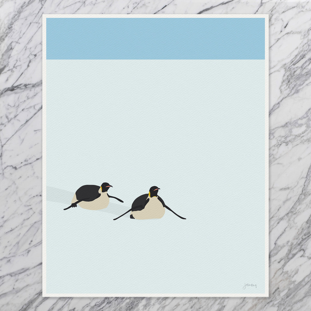 Emperor Penguins Sliding Signed Art Print - 240408