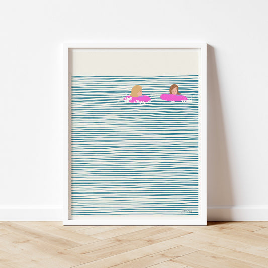 Girls in Pink Floaties Signed Art Print - 130809