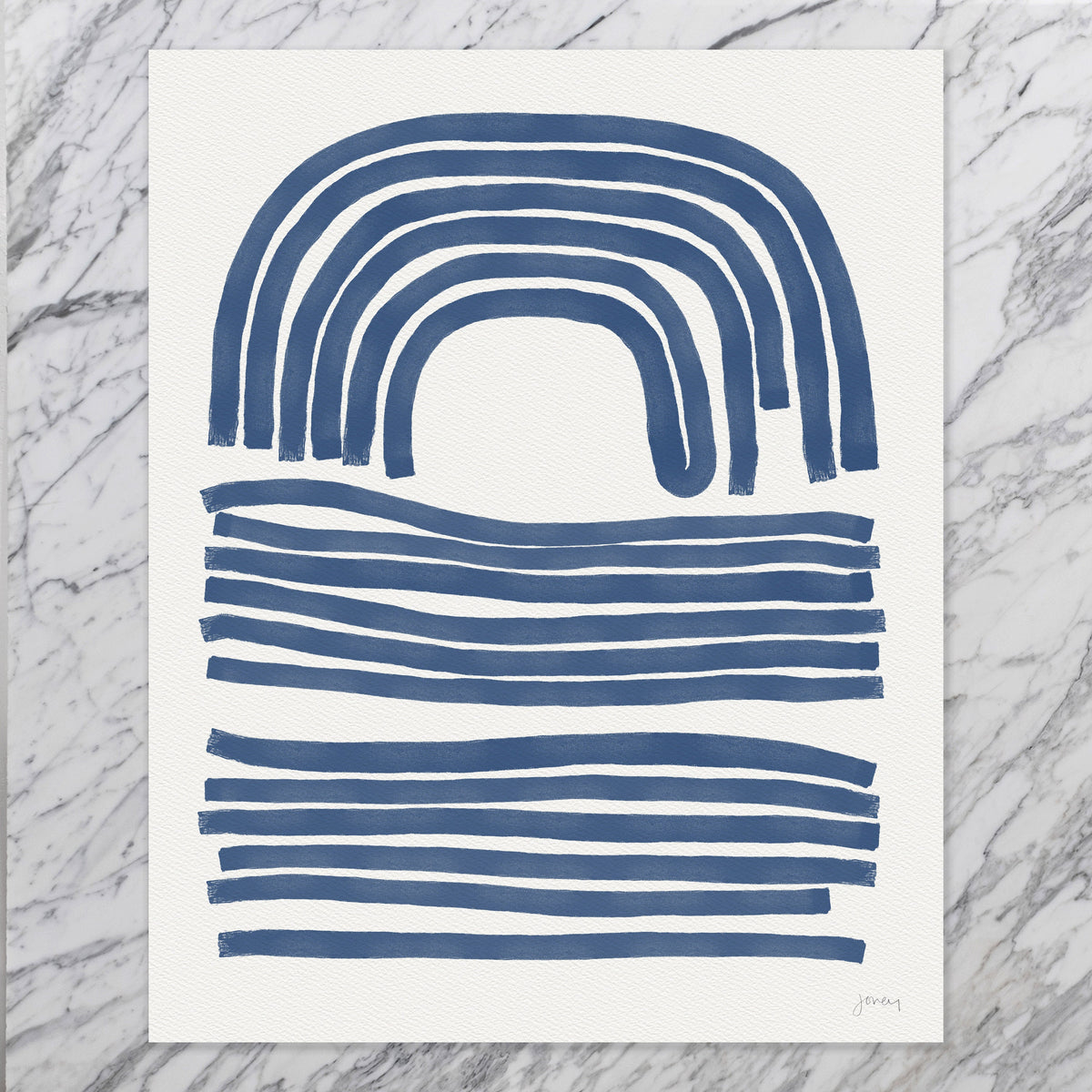 Blue Brushstrokes Signed Art Print - 181007