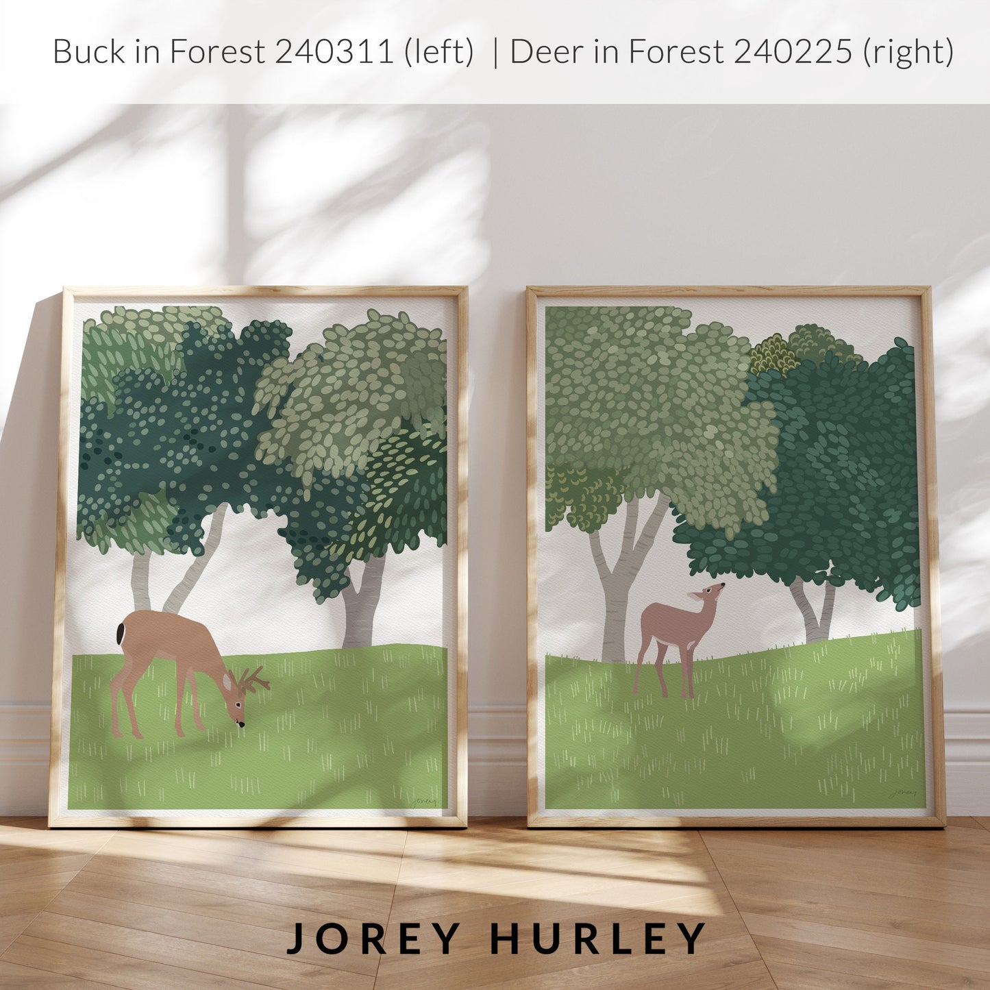 Buck in the Oak Trees Art Print - Unframed or Framed - 240311
