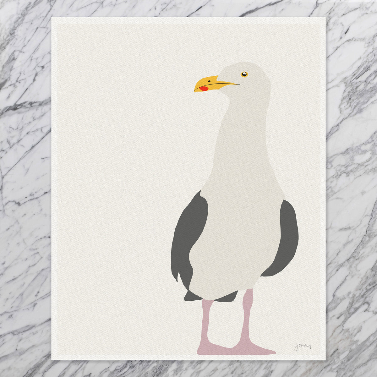 Standing Seagull Signed Art Print - 130806