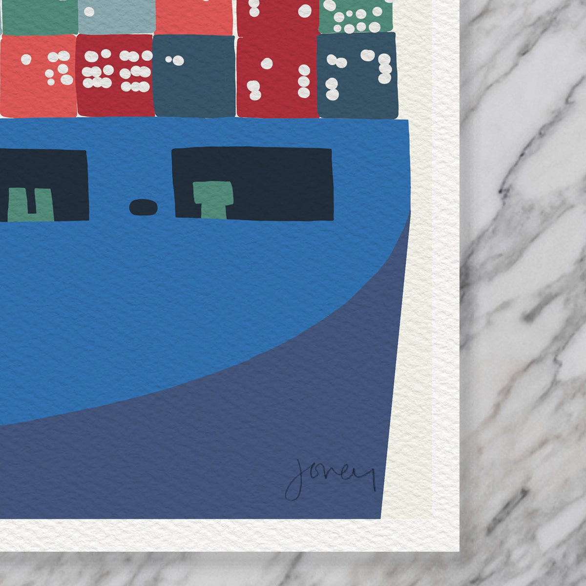 Container Ship Docked Signed Art Print - 140121