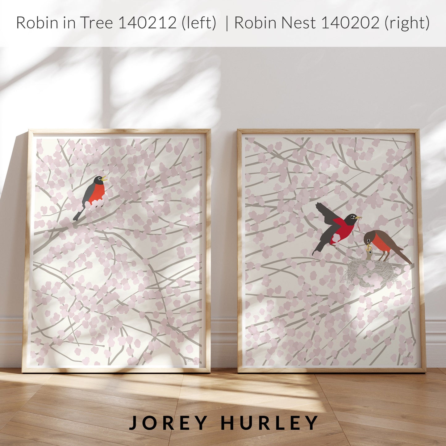 Cherry Blossom with Robin Art Print - Unframed or Framed - 140212