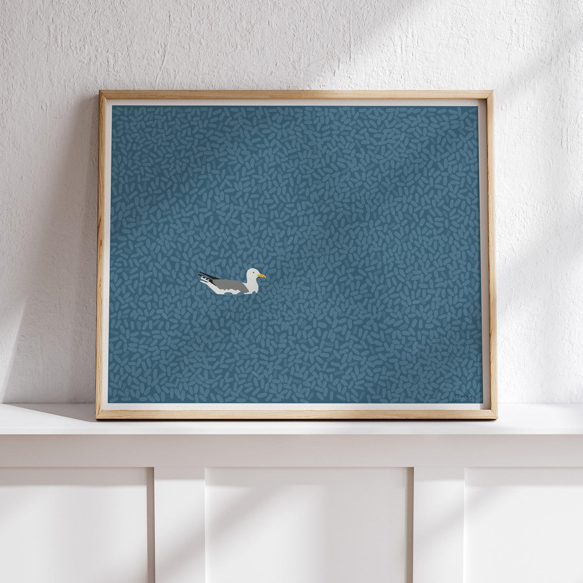 Seagull on Windy Water Signed Art Print - 250614