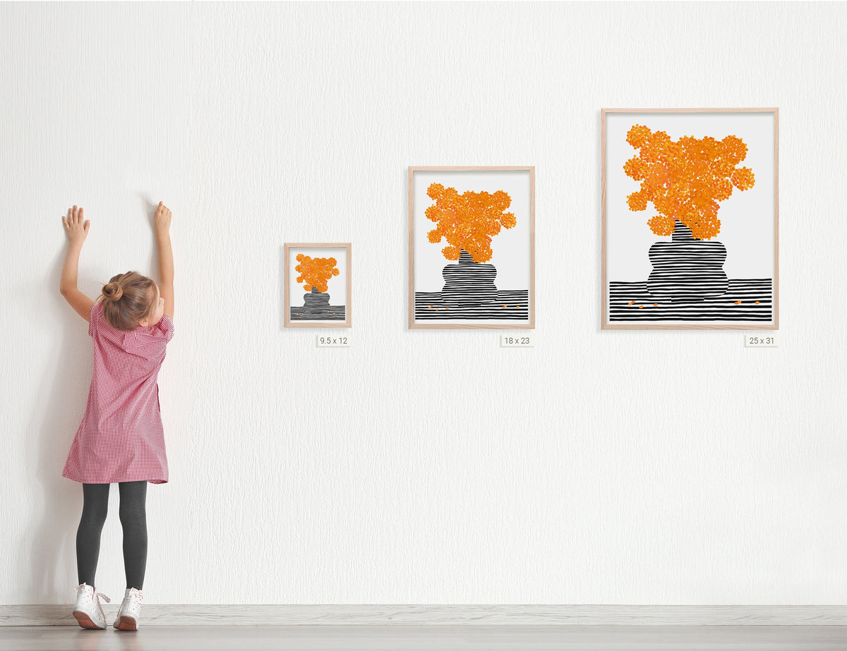 Marigolds Abstract Still Life Signed Art Print - 211212