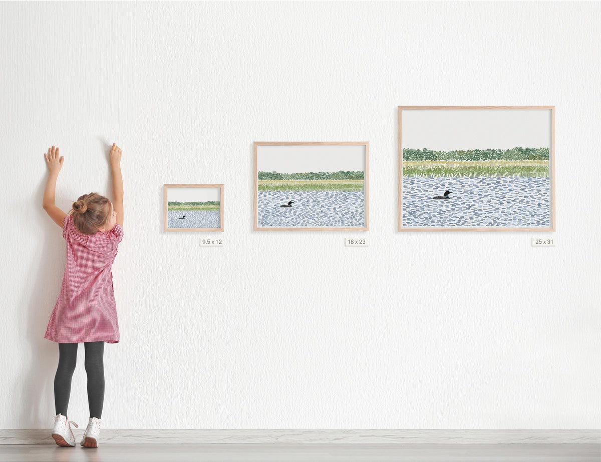 Loon on a River Signed Art Print - 250602