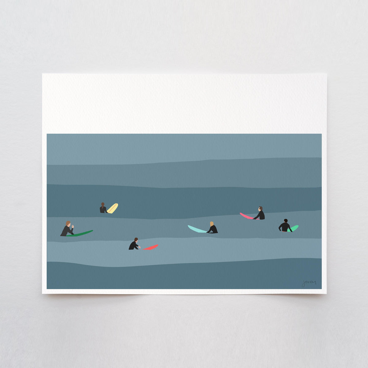Surfing Lineup Signed Art Print - 250208