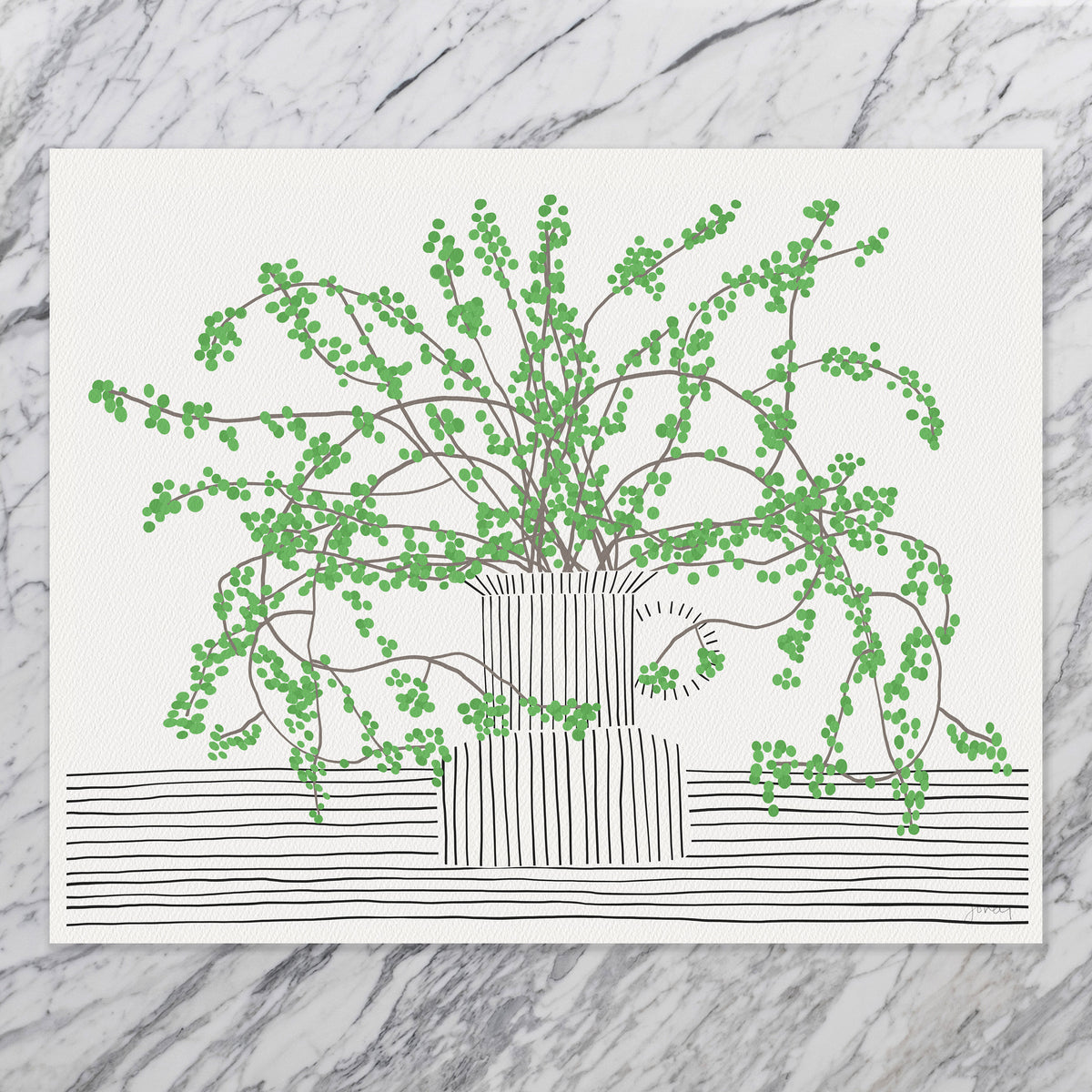Still Life with Green Berries Signed Art Print - 200809