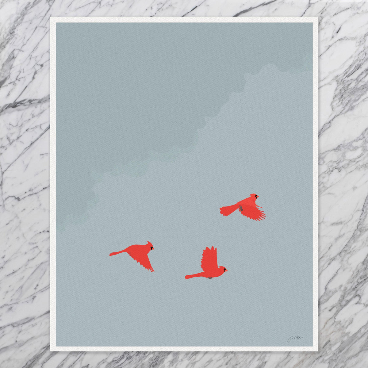 Three Cardinals Signed Art Print - 250405