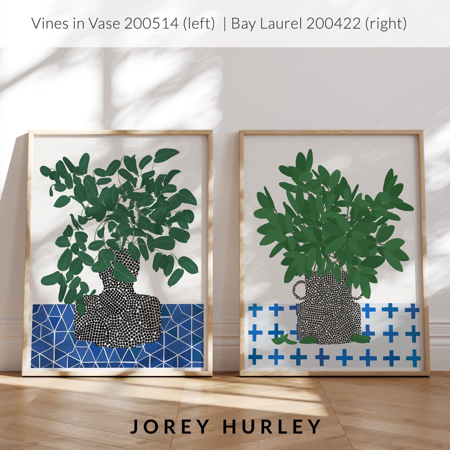 Bay Laurel in Dotted Vase Art Print - Unframed or Framed - 200422