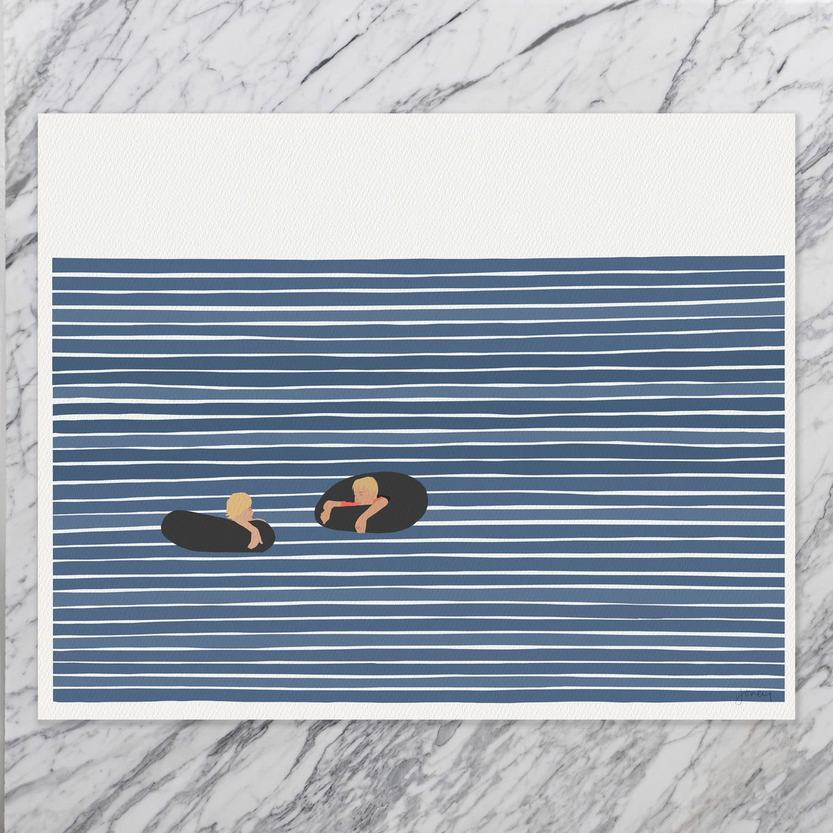 Boys in Inner Tubes Signed Art Print - 220917