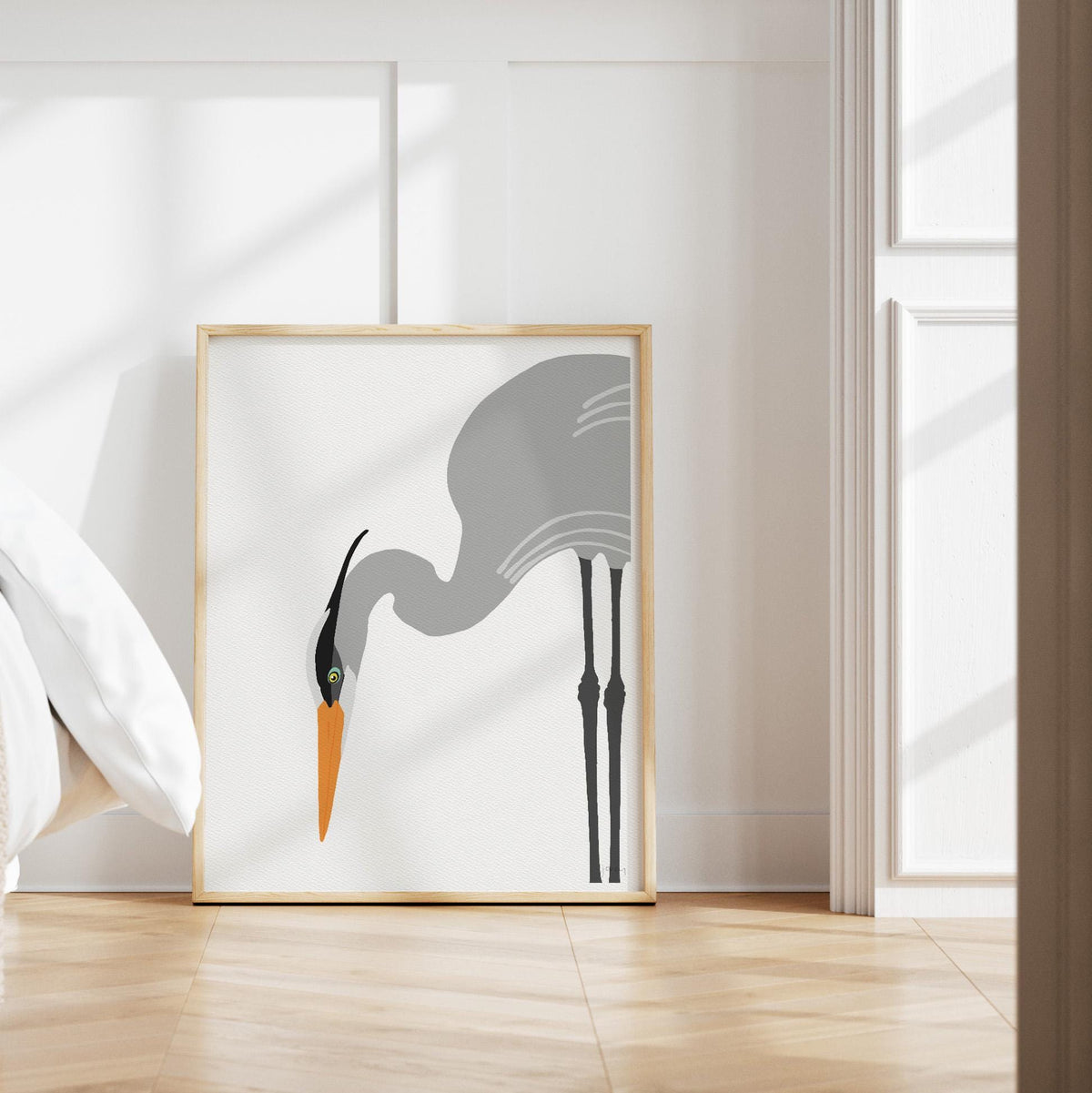 Great Blue Heron Fishing Signed Art Print - 250411