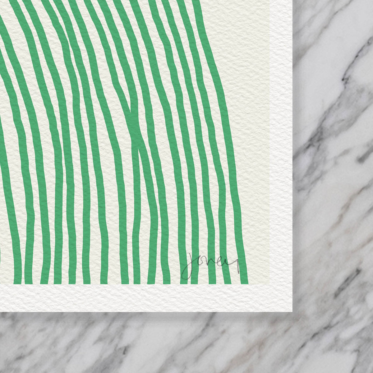 Green Striped Abstract Signed Art Print - Framed or Unframed - 160214