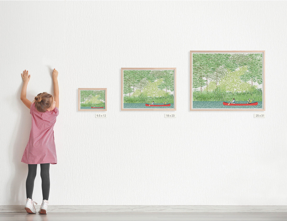 Canoeing Brother and Sister Signed Art Print - 210708