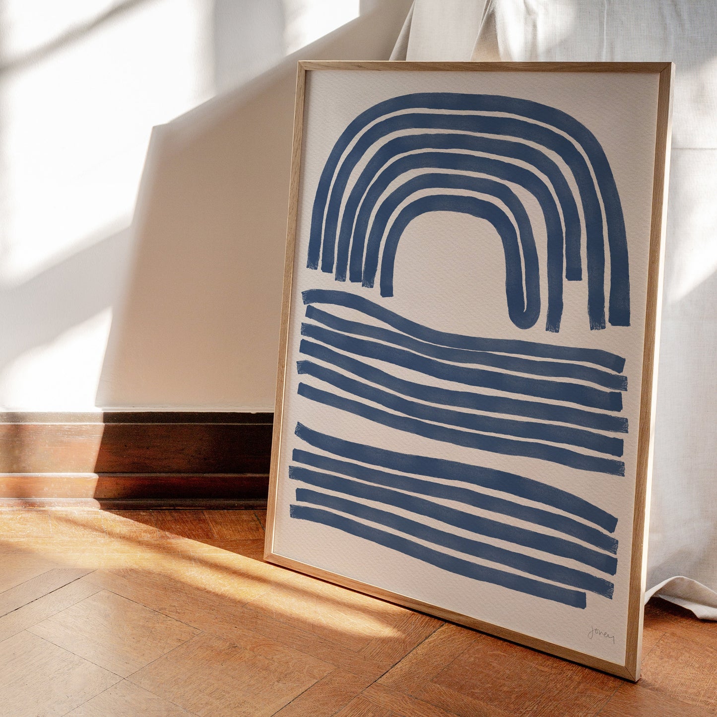 Blue Brushstrokes Art Print - Unframed or Framed - 181007