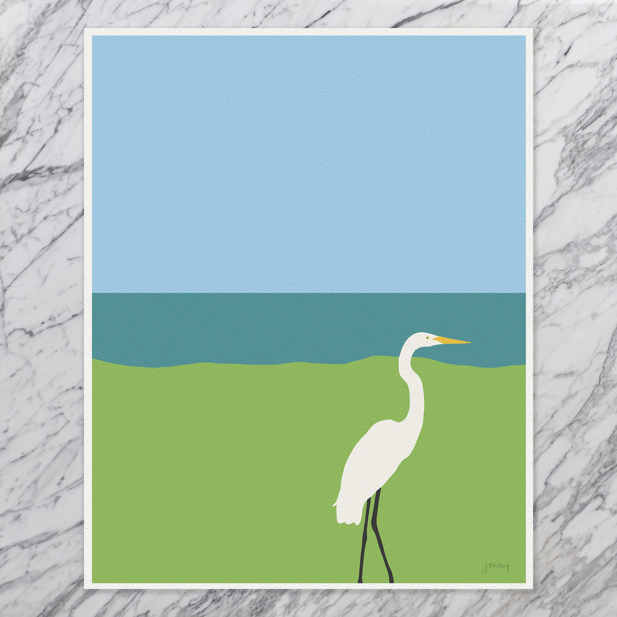 Crissy Field Great Egret Signed Art Print - 130402