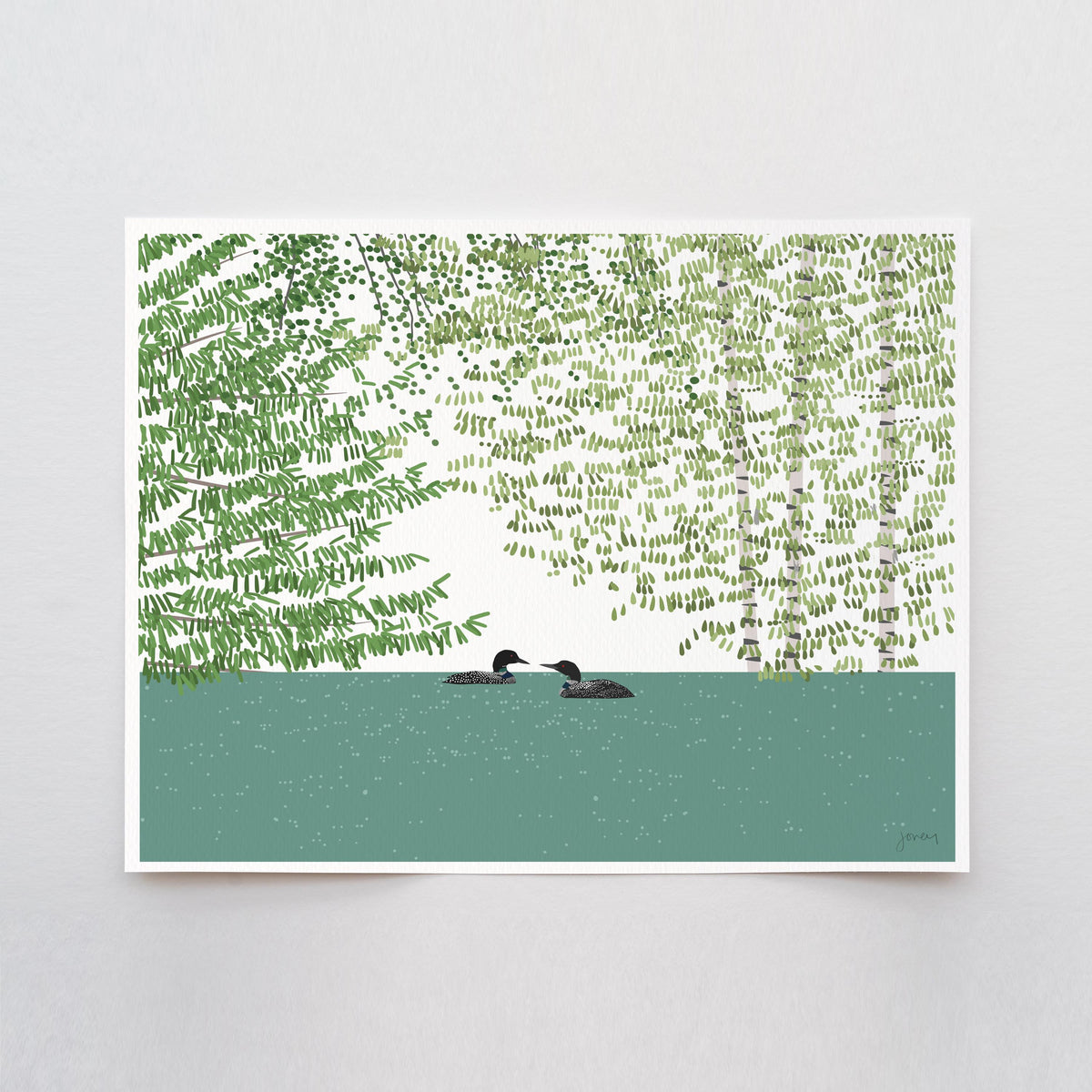 Two Loons Signed Art Print - 241020