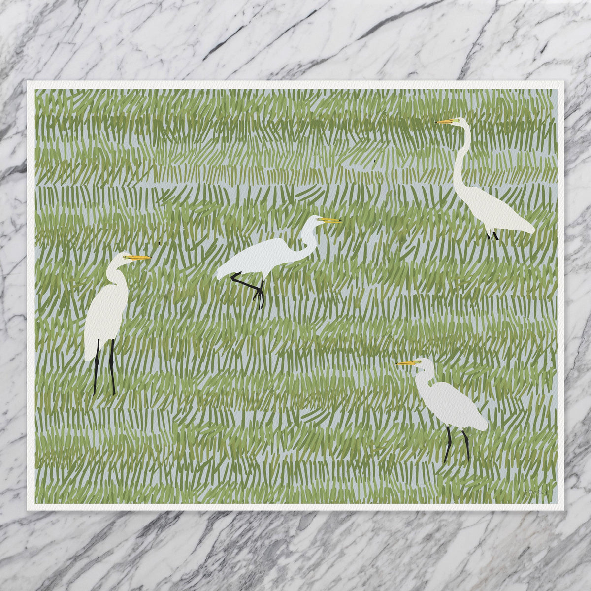 Four Egrets Signed Art Print - 220402