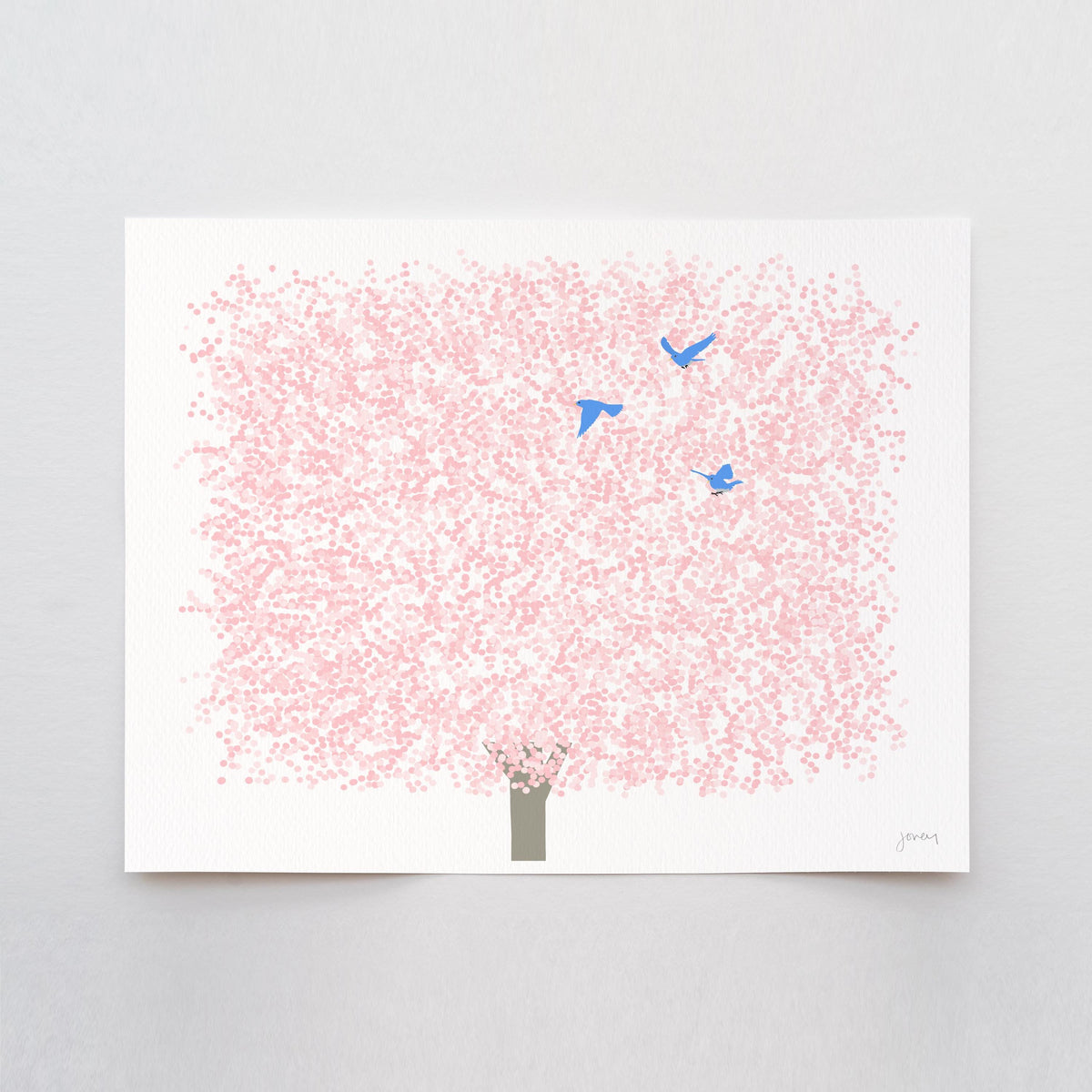 Cherry Blossoms Landscape Signed Art Print- 250328