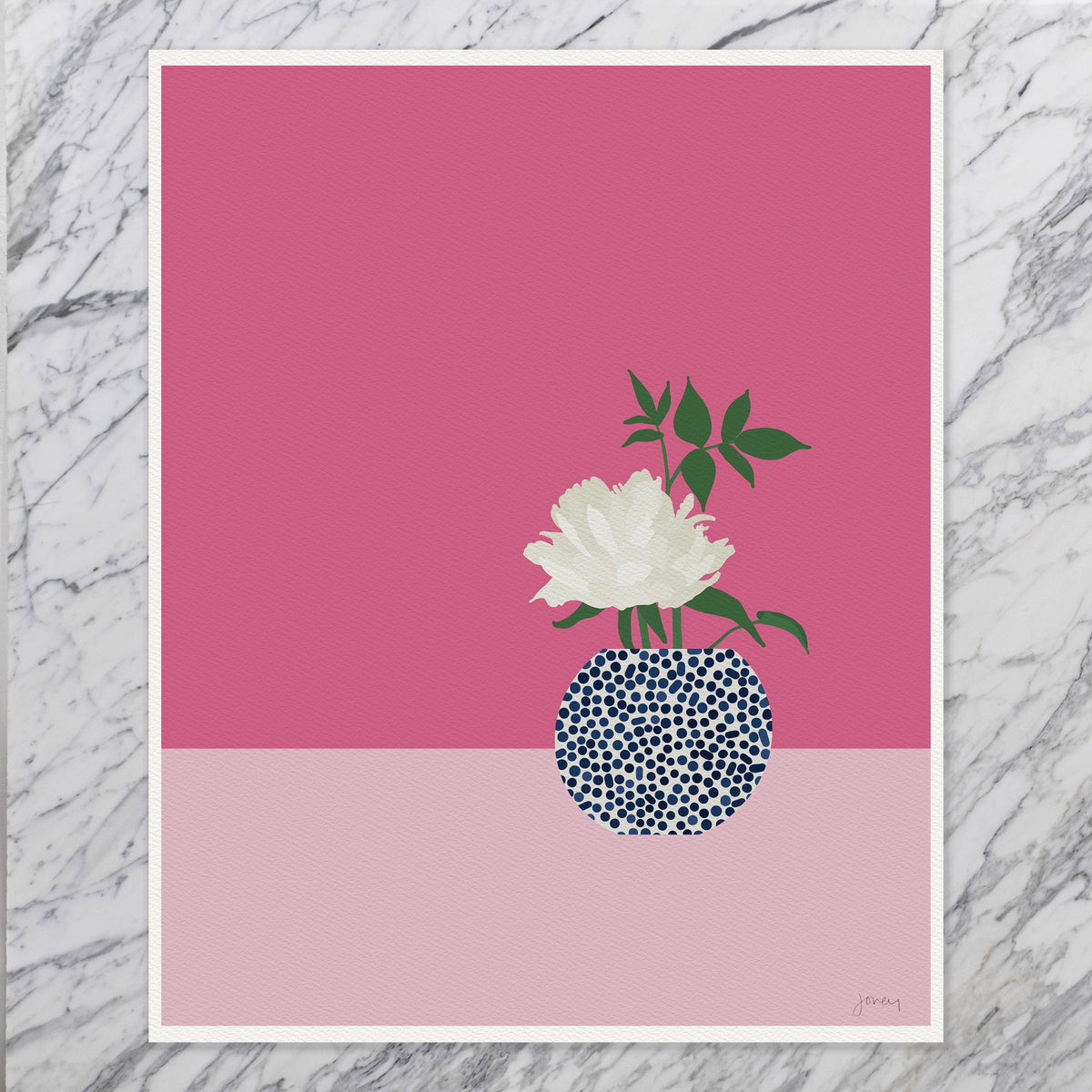White Peony Still Life Signed Art Print - 220221