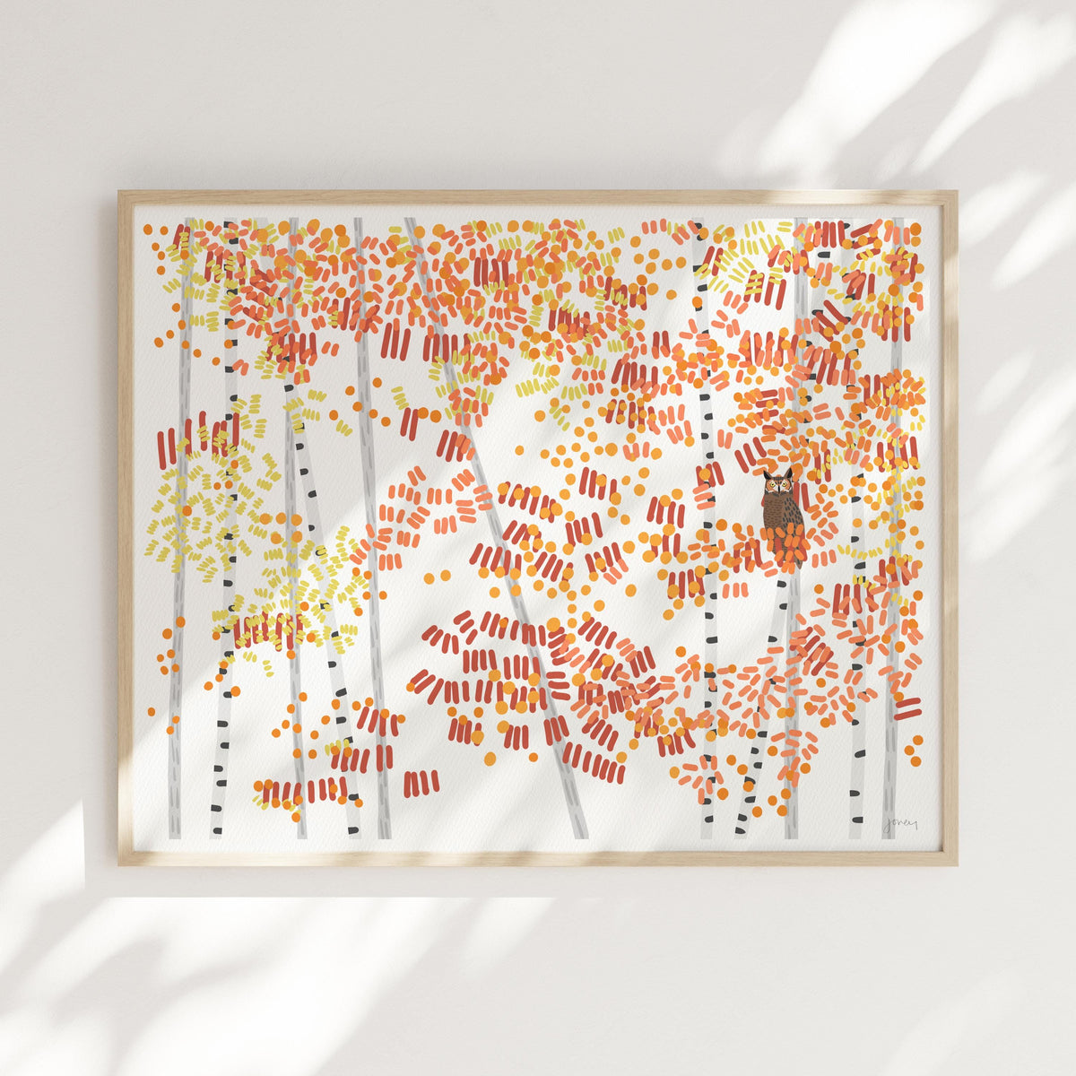 Owl in Fall Foliage Signed Art Print - 251130