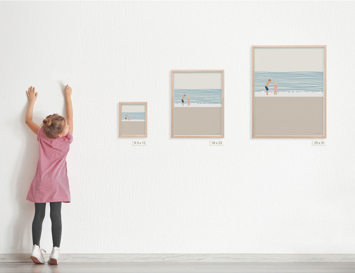 Brother and Sister on the Beach Signed Art Print - 140619
