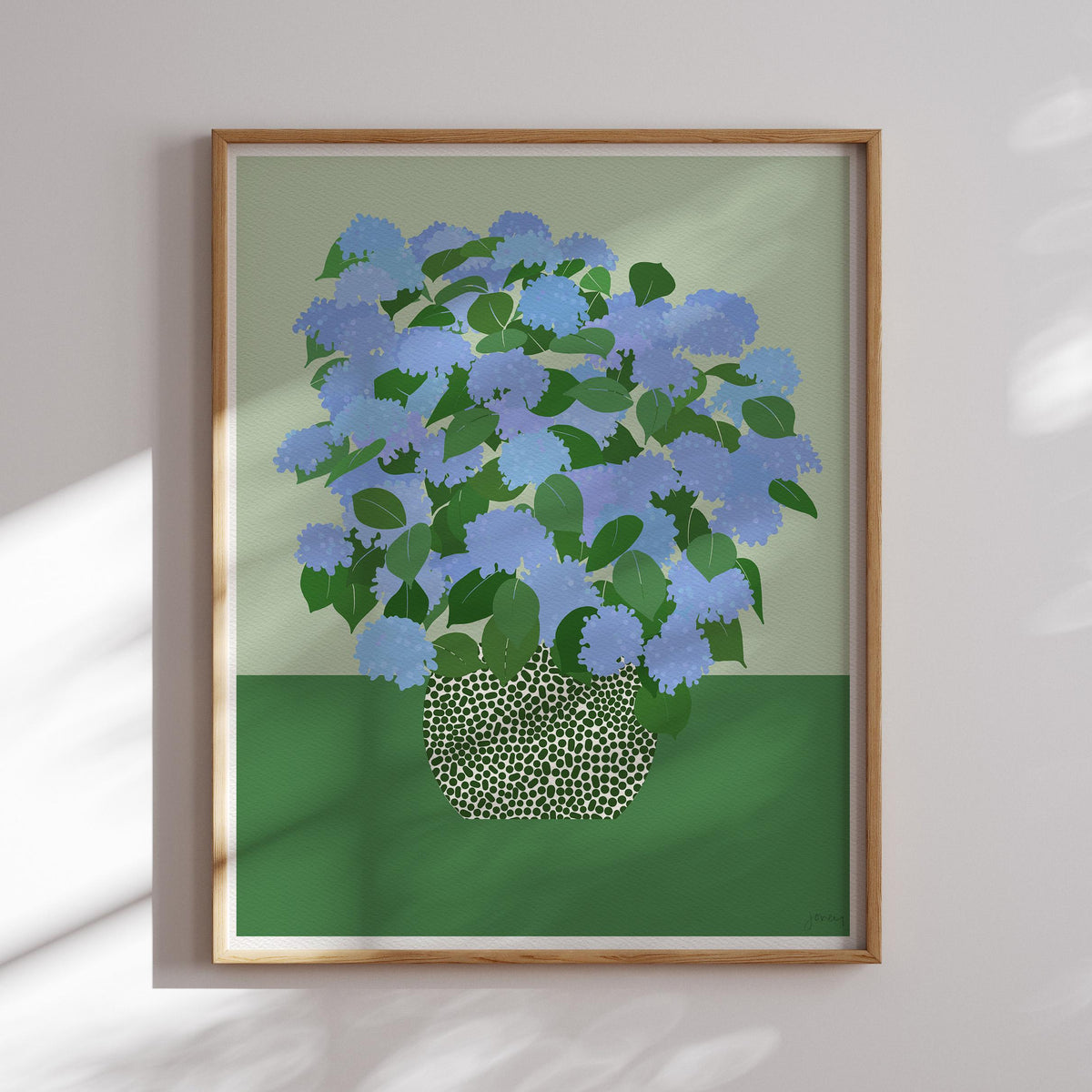 Blue Hydrangea Still Life Signed Art Print - 240628
