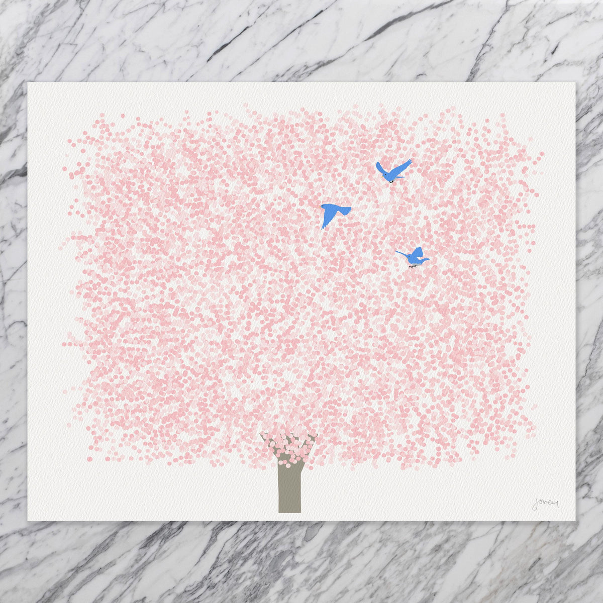 Cherry Blossoms Landscape Signed Art Print- 250328