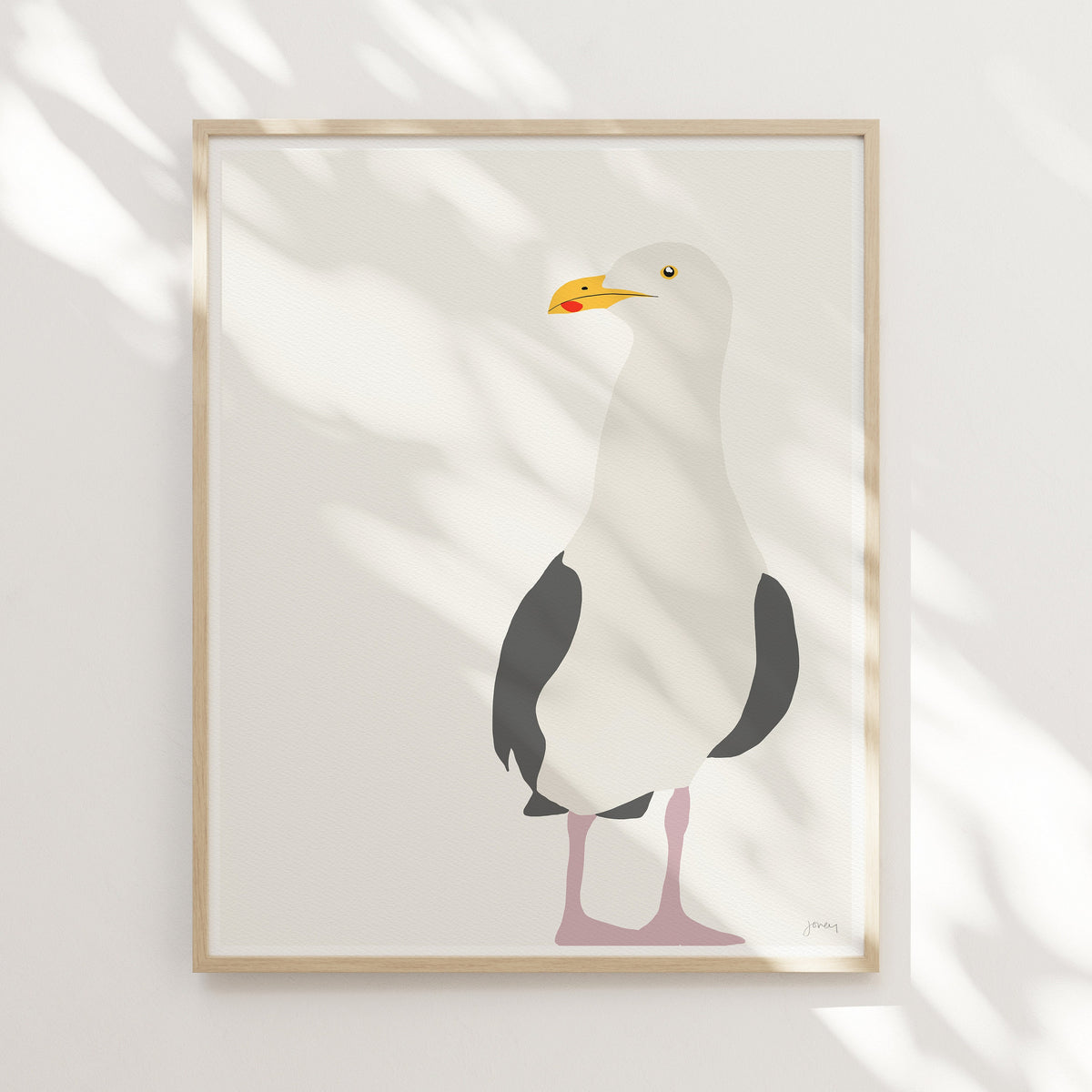 Standing Seagull Signed Art Print - 130806
