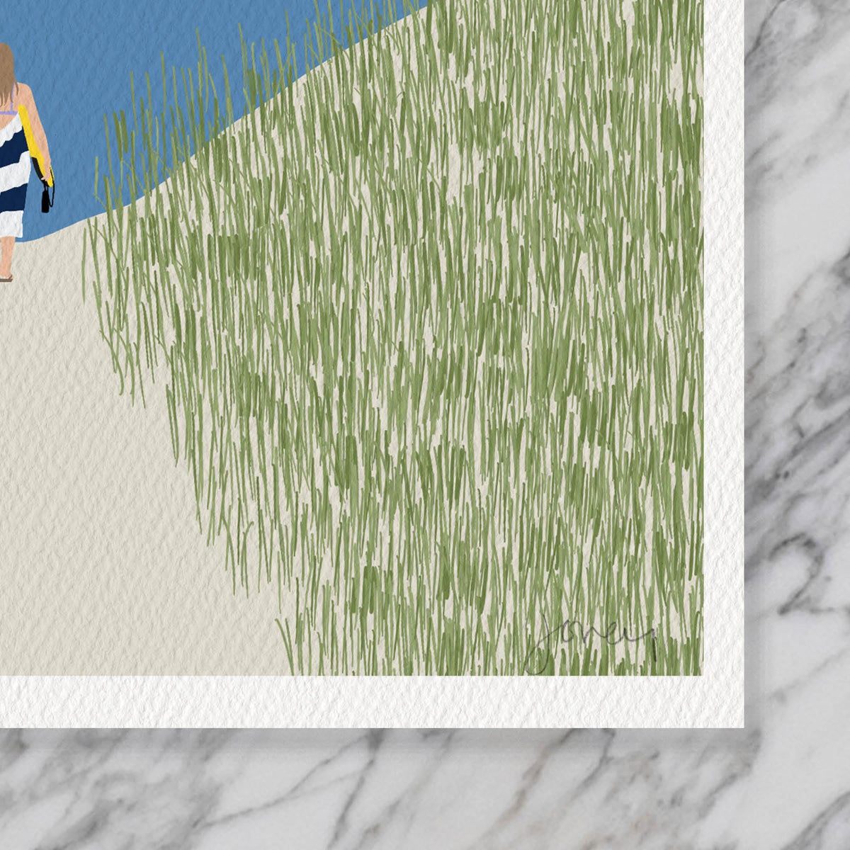 Walking through Beach Dunes Signed Art Print - 250210