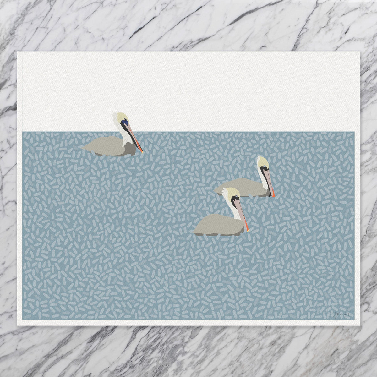 Floating Pelicans Signed Art Print - 250109