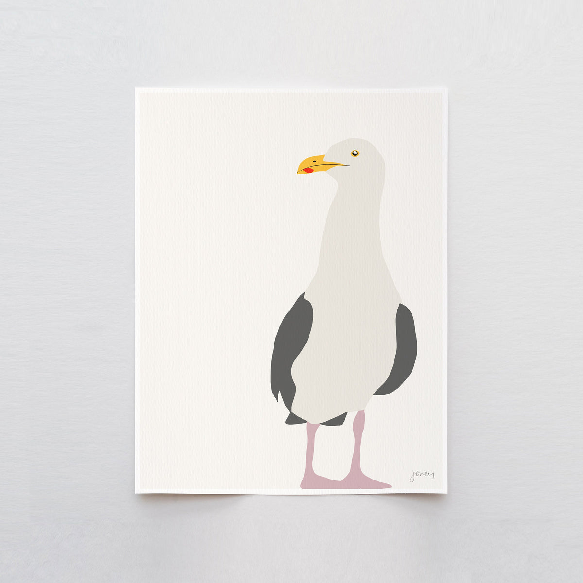 Standing Seagull Signed Art Print - 130806
