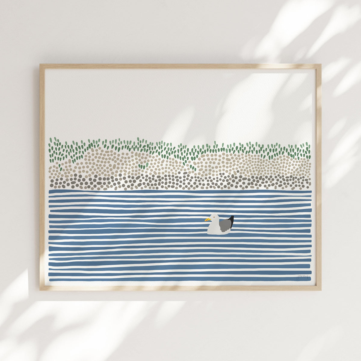 Seagull Waiting in Wetlands Signed Art Print - 240825