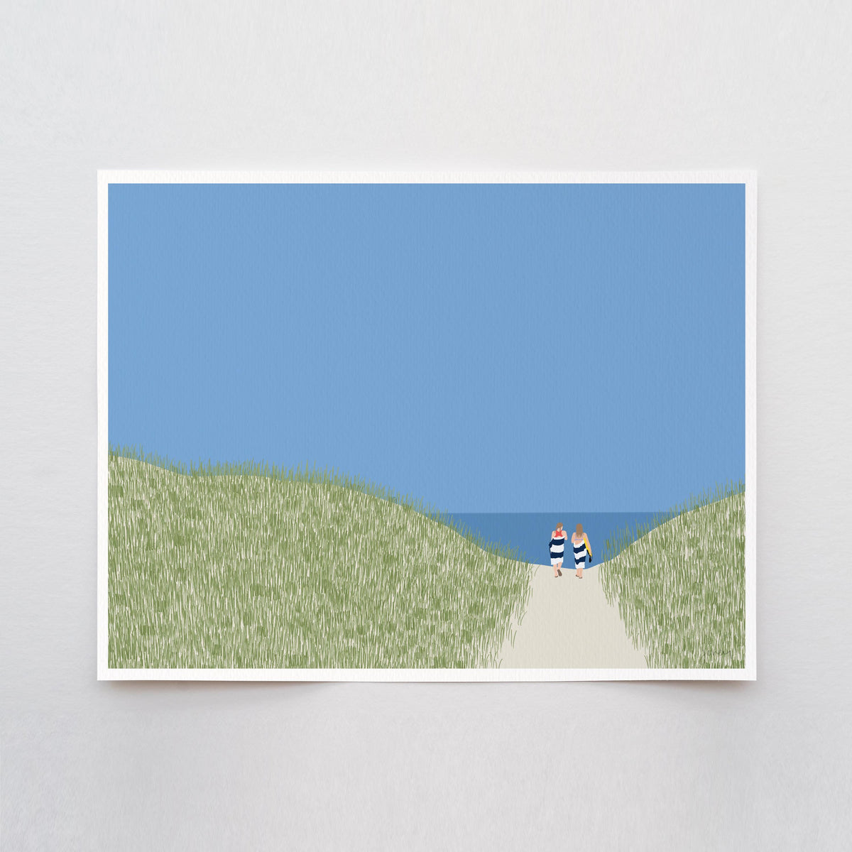 Walking through Beach Dunes Signed Art Print - 250210