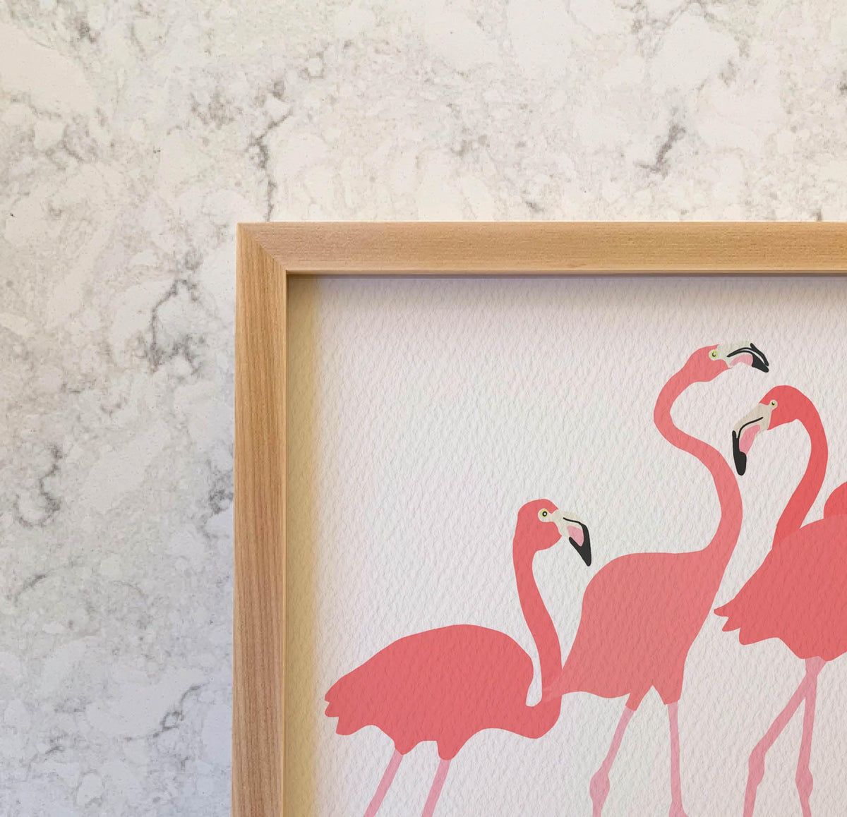 Flamingos Feeding Signed Art Print - 250116